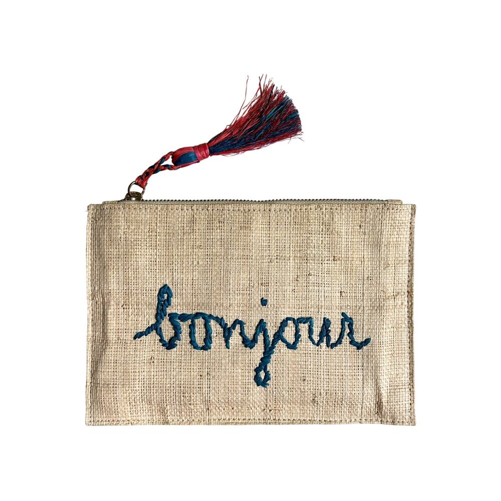 Kayu Bonjour / Au Revoir Straw Pouch / Clutch